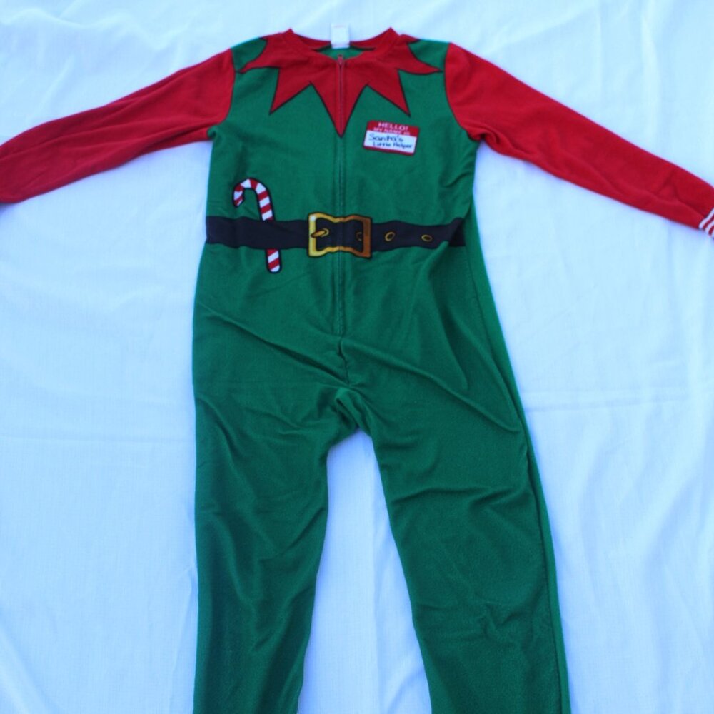 North Pole Trading Co Elf Pajama One Piece Santa's Helper Unisex Kids M (10/12)